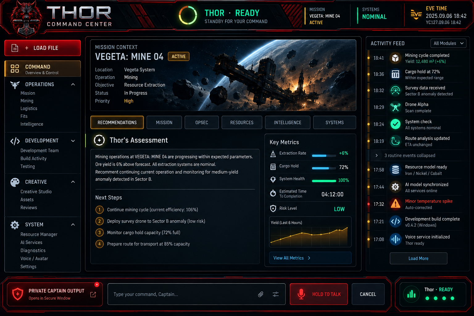 Thor future visual direction shown in an EVE Online test-bench scenario